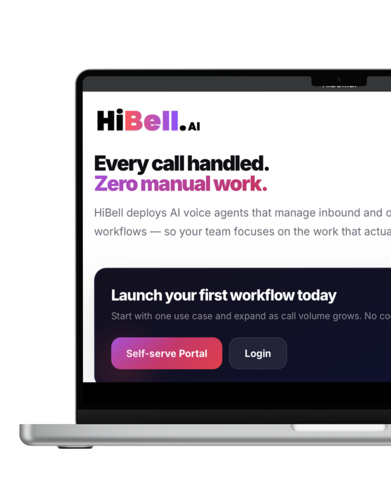 HiBell dashboard on desktop