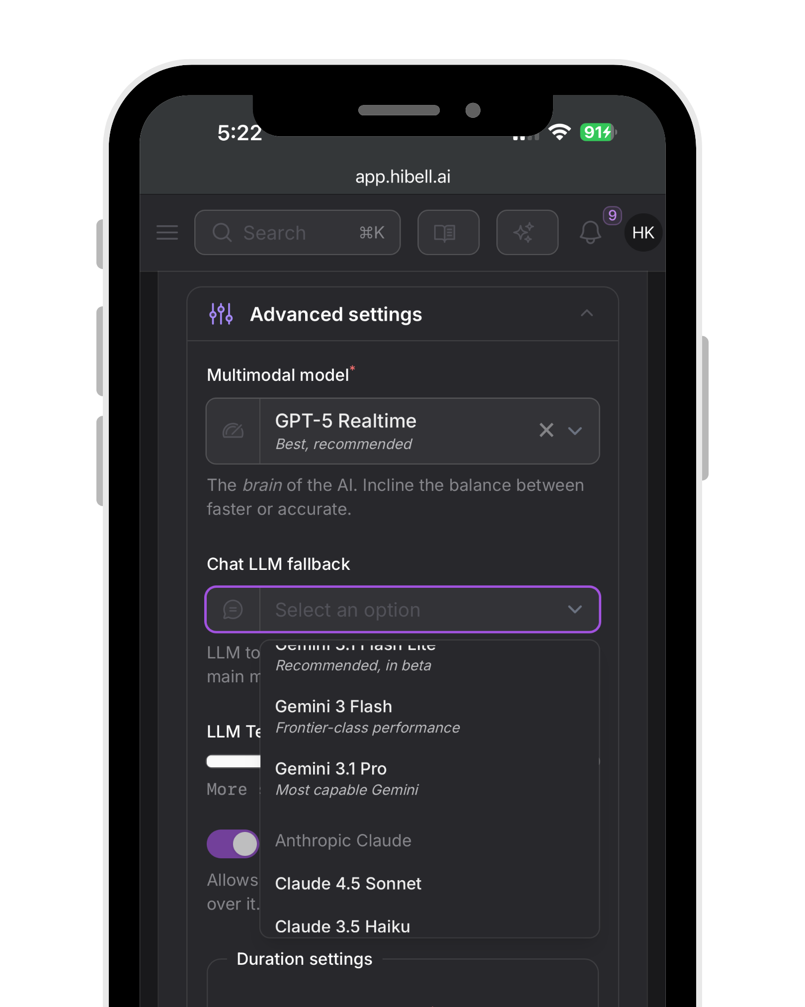 HiBell mobile app